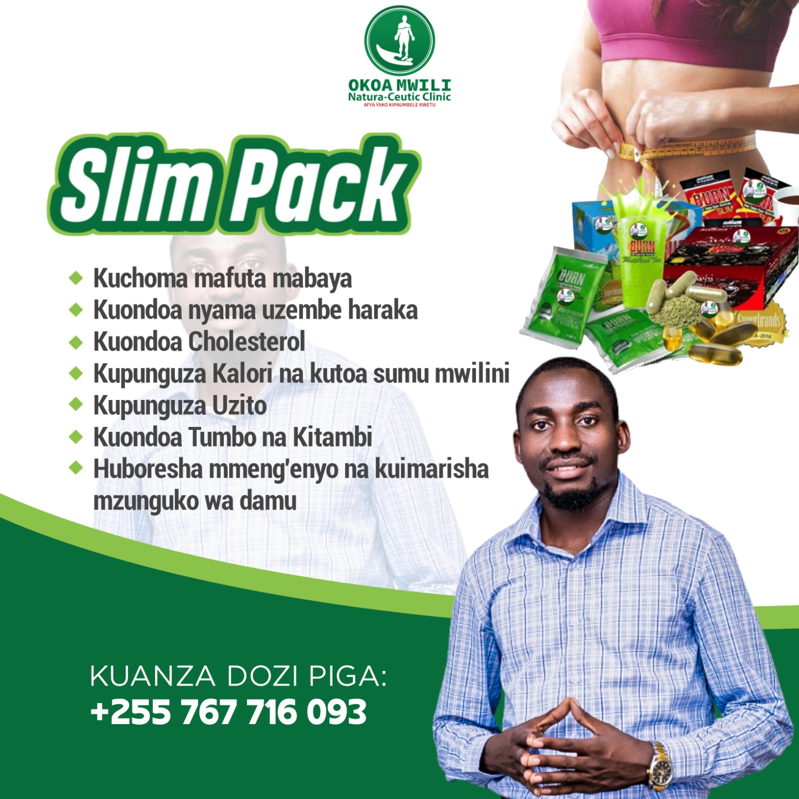 Slim Pack chini ya 100kg; Dozi ya Siku 15