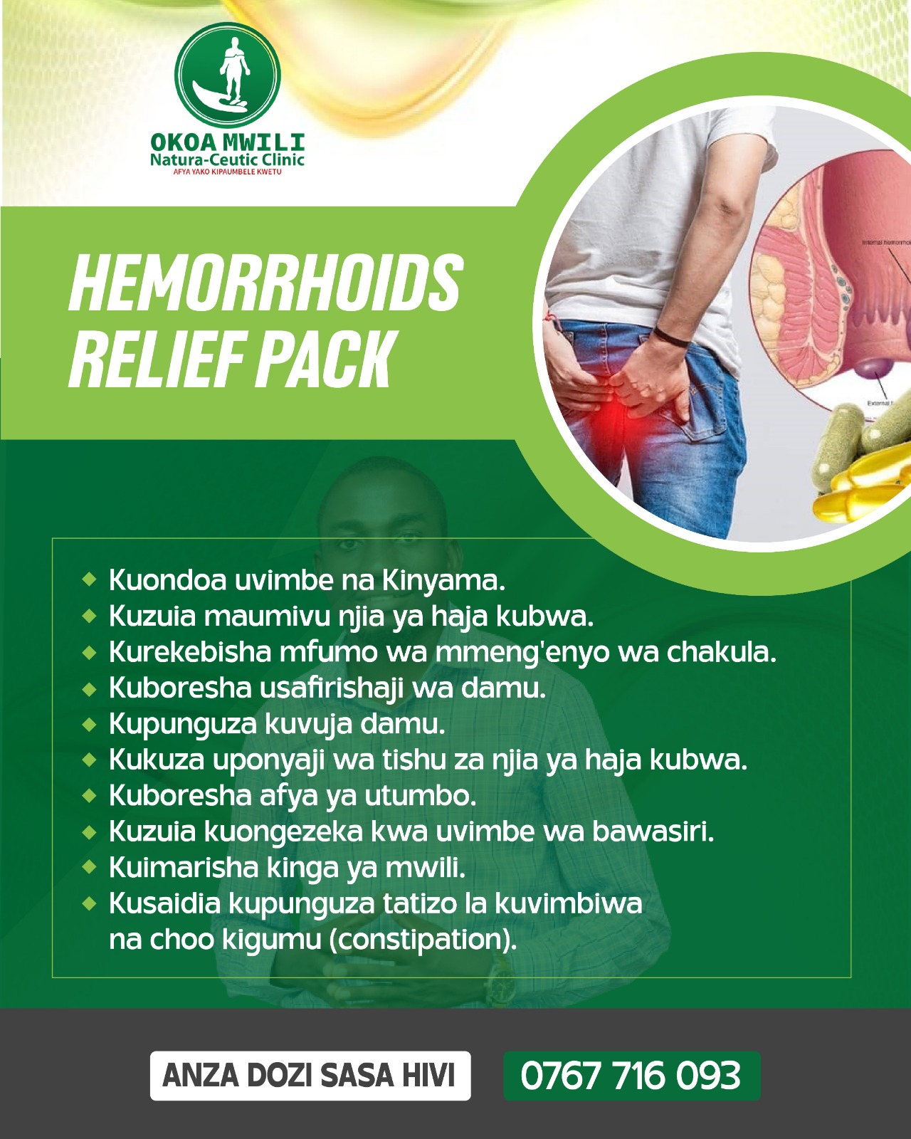 Hermorhoids Relief Pack; Dozi ya Mwezi 1